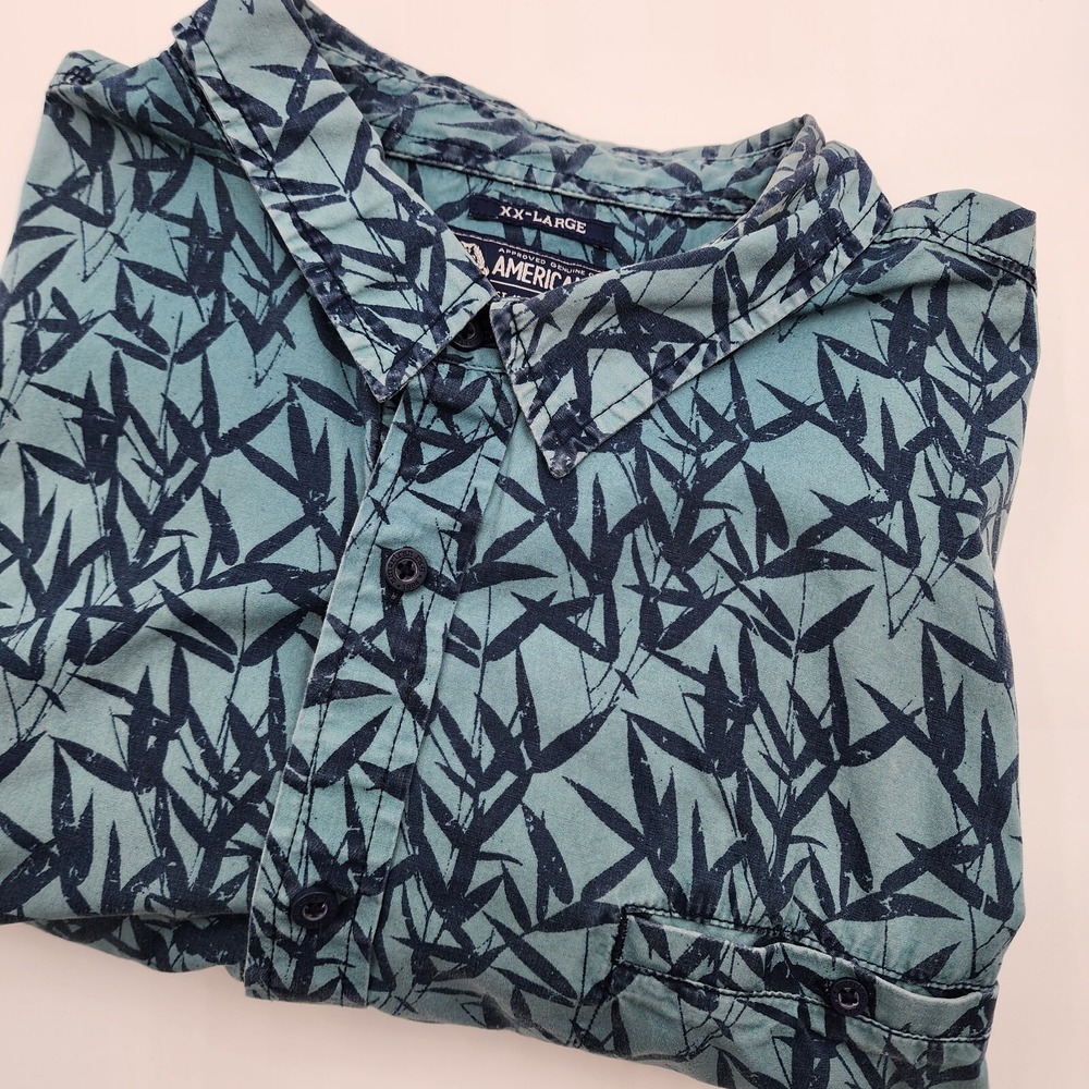American Rag Mens XXL Button Up Cotton Leaf Floral Hawaiian Fishing Beach shirt‎